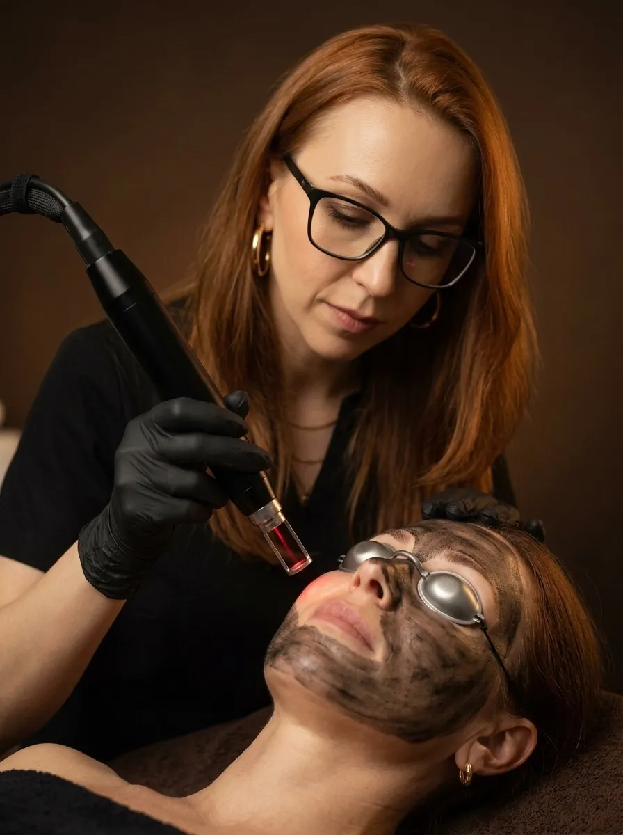 Livia First realizando peeling de Hollywood (imagem ilustrativa)